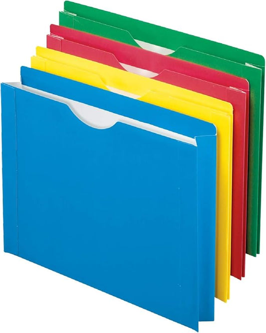 Pendaflex Color Reinforced File Jacket, 2-Inch Expanding Jacket, Letter Size, Assorted Colors, (12003EE) (Pack of 80)