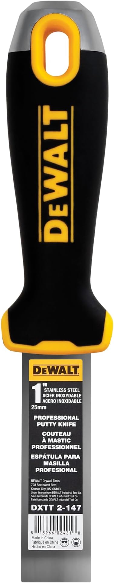 DEWALT 1" Putty Knife | Stainless Steel w/Soft Grip Handle | DXTT-2-147