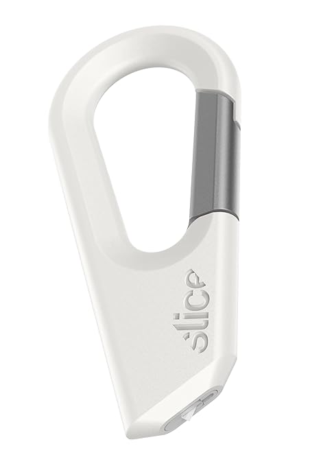 Slice Carabiner Cutter | Keychain Knife and Box Cutter with Ceramic Micro Blade | Lasts 11x Longer than Metal | Ecru