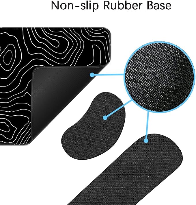 Desk Mat, Large Gaming Mouse Pad with Wrist Rest, 4 in1 XXL Mouse pad+Keyboard Wrist Rest+Mouse Pad Wrist Support+Cup Coaster Set, Ergonomic Desk Pad for Home Office, Topographic Line