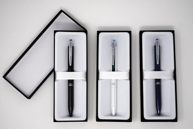Zebra Pen SARASA Grand Retractable Gel Pen Gift Set, White/Black/Navy Brass Barrel, .7mm Medium Point, Rapid Dry Black Ink, Ideal for the Left Handed, Elimates Smudging and Smearing in Seconds (45373)