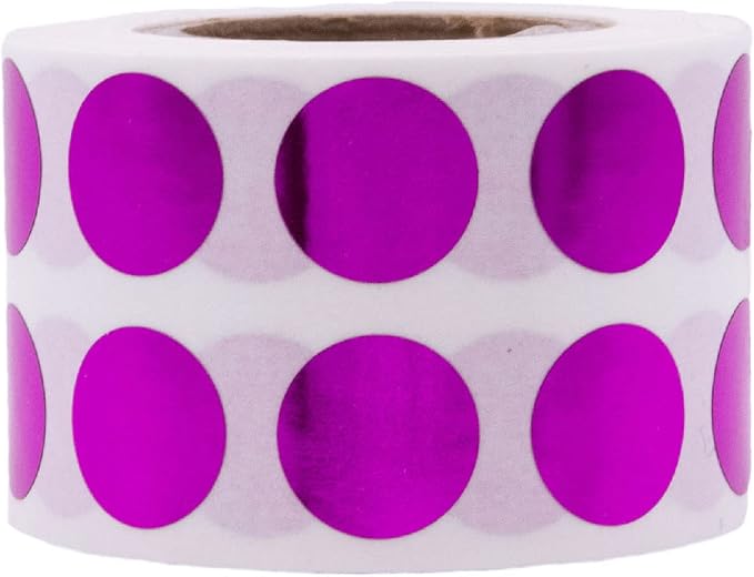 Metallic Purple Circle Dot Stickers, 1/2" Inch, 1000 Labels per Roll - Ideal for Organizing, Decorating, Labeling and Crafting in Homes, Schools, and Office Use