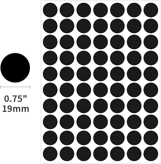 1400 PCS Black Circle Dot Stickers 3/4" Round Coding Label | Used for manual labor in kindergartens, garage yard price sales, organizing activity color groups,marking spice bottles