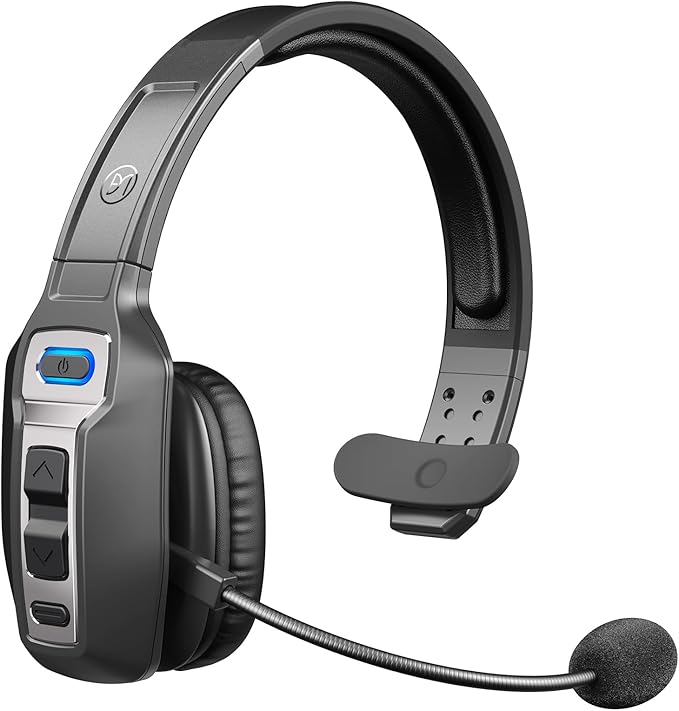 Trucker Bluetooth Headset with AI Noise Cancellation Microphone, Trucker Headset with 65Hrs Talk Time & Mute Button, Multipoint Connection, Bluetooth Headsets Fit for Truck Drivers/Cell Phones