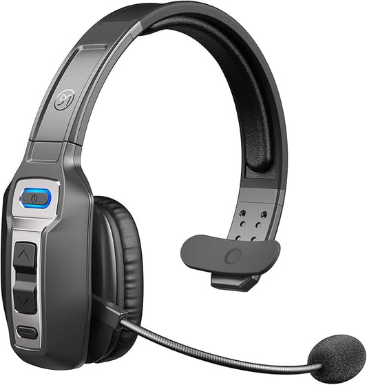 Trucker Bluetooth Headset with AI Noise Cancellation Microphone, Trucker Headset with 65Hrs Talk Time & Mute Button, Multipoint Connection, Bluetooth Headsets Fit for Truck Drivers/Cell Phones