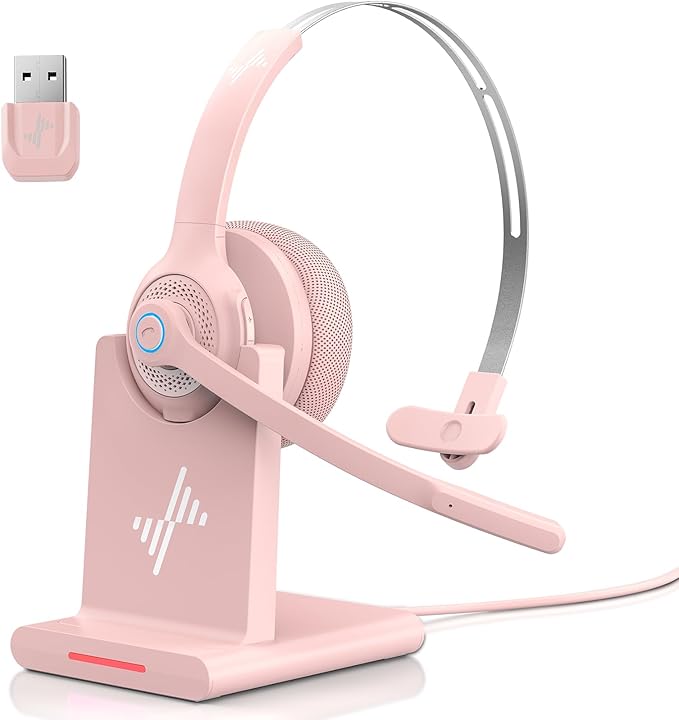 Bluetooth Wireless Headset with Mic for Work, Bluetooth 5.2, Advanced Noise Reduction Microphone, Clear Calls - Comfortable On-Ear Headphones, Applicable to PC, Laptop, Phone, Android, Zoom, Office