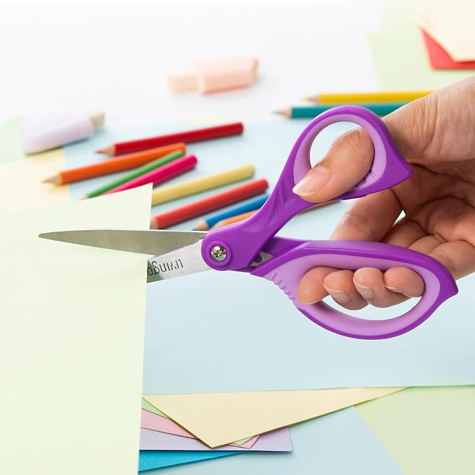 LIVINGO Kids Scissors 7" School Craft Scissors Pointed Tip 3 Pack | Sharp Cutting Blade, Ergonomic Comfort Grip, Middle High School Students, Home Office Craft Projects, Assorted Colors