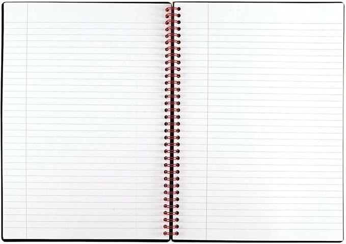 Black n' Red Notebook, Business Journal, 11-3/4" x 8-1/4", 70 Sheets, Ruled, Optik Paper, Scribzee App, Flexible Poly Cover, Wirebound, Black (E67008)