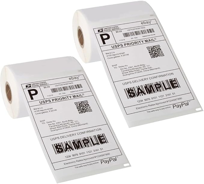 [2 Rolls, 440 Labels] 4”x 6” Postage Thermal Shipping Labels 4x6 Thermal Labels Roll Compatible with Dymo 4XL 1744907 LabelWriter