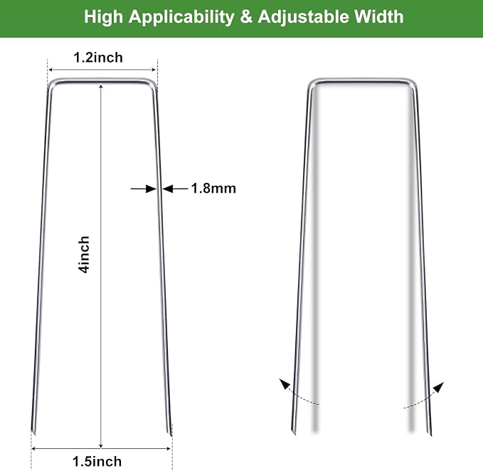CEWOR 95 Pack Landscape Staples 4 Inch, Galvanized Garden Stakes