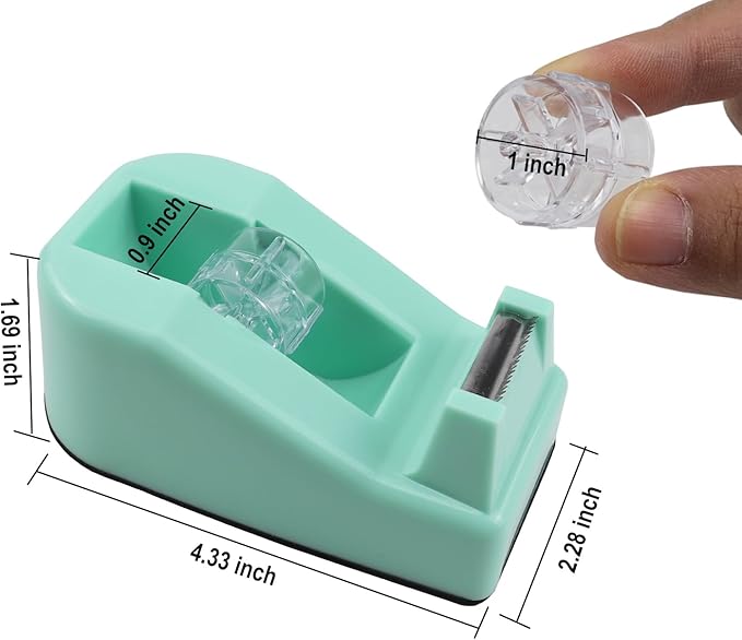 Desktop Tape Dispenser,1 Pack Green Tape Dispensers with 12Rolls Transparent Tape, for Packaging in Office,Restaurant, Flower Shop,Cake Shop (Green)