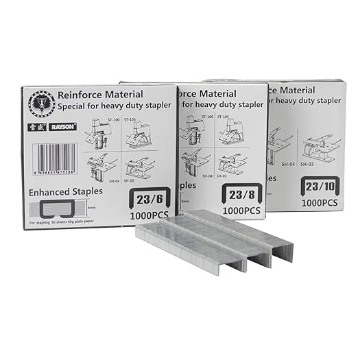 Rayson Heavy Duty Staples, 23/6, 23/8, 23/10 Versatile Multi-Size Pack Enhanced Staples, 3 Boxes of 1000 Staples (3000 Staples)