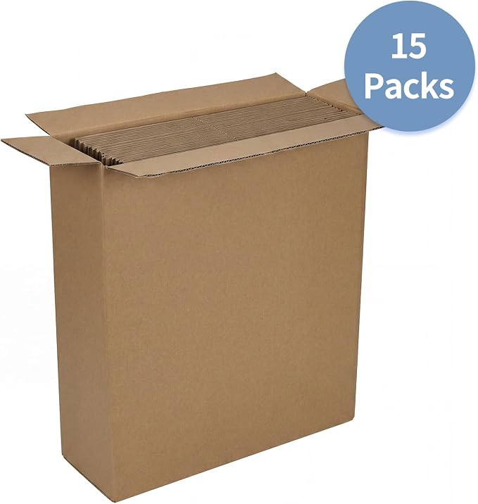 Hoikwo 12x12x8 Shipping Boxes Set of 15 | Thin Brown Corrugated Cardboard Box for Small Business for Packaging Mailing Light Weight Items