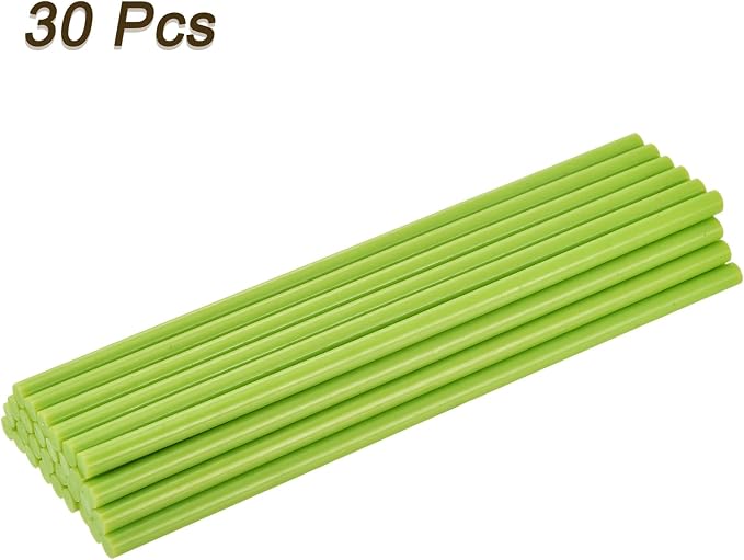 uxcell 30pcs Full Size Hot Glue Gun Sticks 8-inch x 0.27-inch High Sticky Small Hot Glue Sticks for Glue Gun, Fruit Green