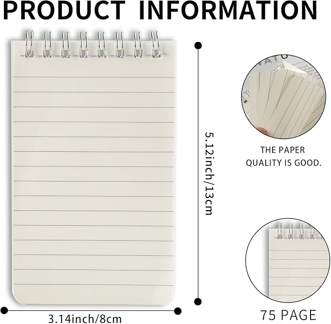 Pocket Notebook Mini Notepad Small Spiral Notebooks 3X5Inch(6-lucency) | functionality PortabilityPortability convenience