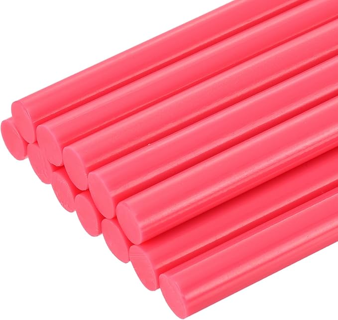 uxcell 12pcs Full Size Hot Glue Sticks for Glue Gun 7/16 x 8 Inch Large Glue Sticks, 11 x 200mm Pale Red