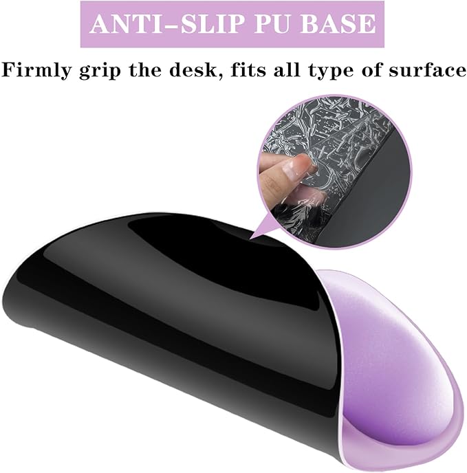 Mouse Pad with Wrist Rest,Ergonomic Mouse Pad with Comfortable Gel Wrist Rest Support and Non-Slip PU Base for Easy Typing Pain Relief, Durable and Washable (Purple Pink)