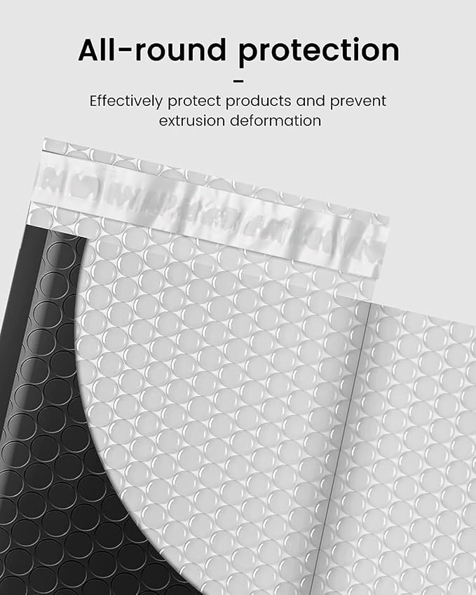 GSSUSA Black Bubble Mailers 4x8" 1000 Pack Padded Envelopes Self Seal | 4x7" Usable Size, Shipping Bags for Jewelry Makeup, Strong Adhesion, Tear Proof Waterproof, Small Business Package Supplies