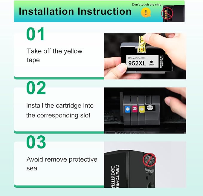952 952XL Ink Cartridges Combo Pack for HP Printers 8710 7740 8720 8715 | Latest Chip Remanufactured Replaced for HP 952XL Ink Cartridges Combo Pack High-Yield 4 Pack (Black, Cyan/Magenta/Yellow)