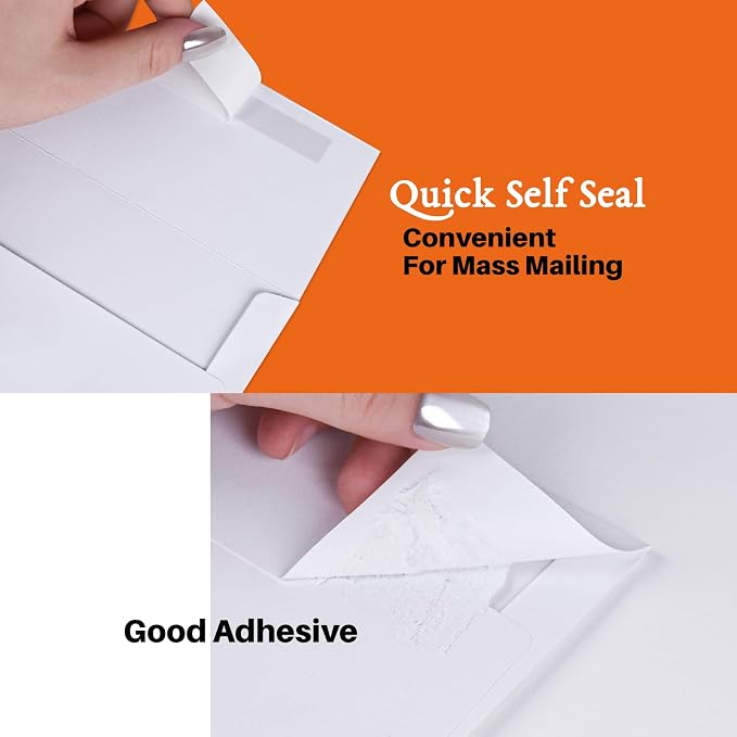 A7 Printable White Envelopes 5x7 100 Pack Quick Self Seal,for 5x7 Cards Perfect for Weddings, Invitations, Photos, Graduation, Baby Shower 5.25 x 7.25 inches，AZAZA