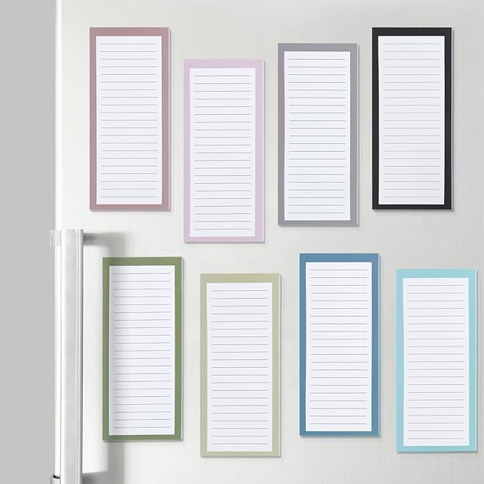 FLIPPED 8 Pack Magnetic Notepads for Refrigerator，Notepads Grocery List Magnet Pad for Fridge,Full Magnet Back Design Notepad for Grocery List, Shopping List, To-Do List, Reminders