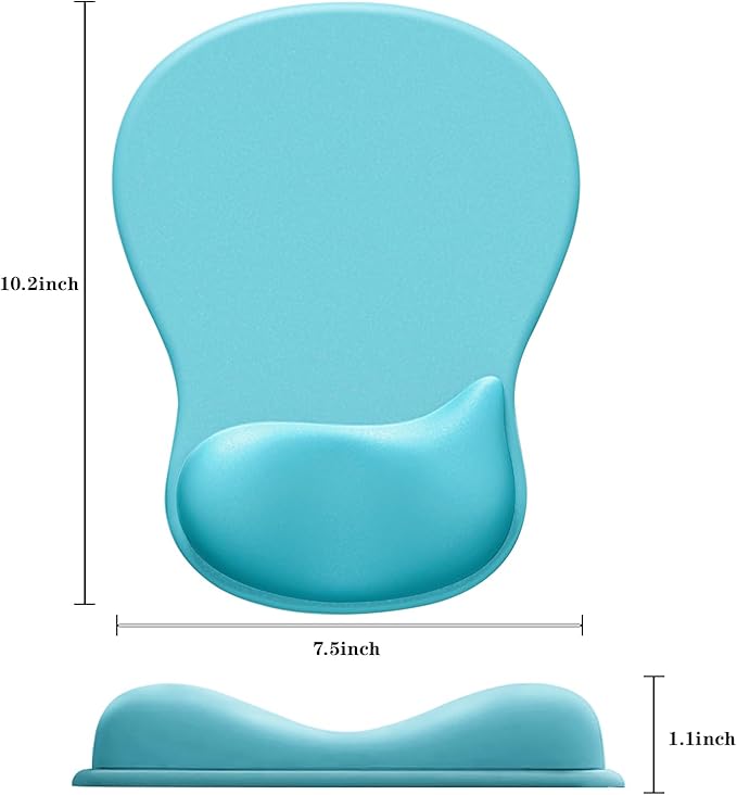 Mouse Pad with Wrist Rest,Ergonomic Mouse Pad with Comfortable Gel Wrist Rest Support and Non-Slip PU Base for Easy Typing Pain Relief, Durable and Washable(Blue)