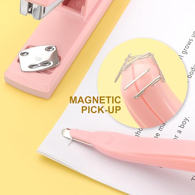 ZZTX Stapler, Desktop Staplers with 1000 Staples and Staple Remover, Pink