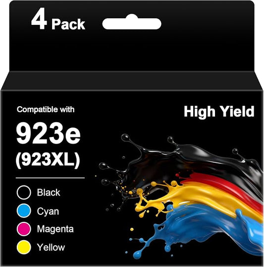 923e 923XL Ink Cartridges for HP Printers 8125e 8120e 8135e Replacement for HP 923 Ink Cartridges for Office Jet Pro 8125e 8120e 8120 8135e 8135 8139e 8130e, for HP Ink 923 923e HP923 with Chip 4 Pack