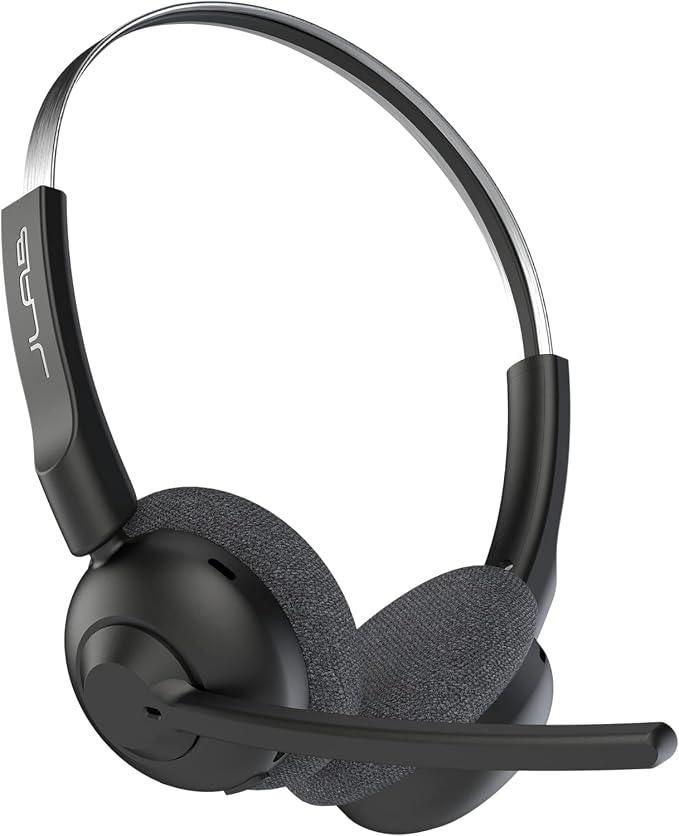 JLab Go Work Pop, On-Ear Wireless Headset, Bluetooth Multipoint, Noise Canceling Boom Mic, Black