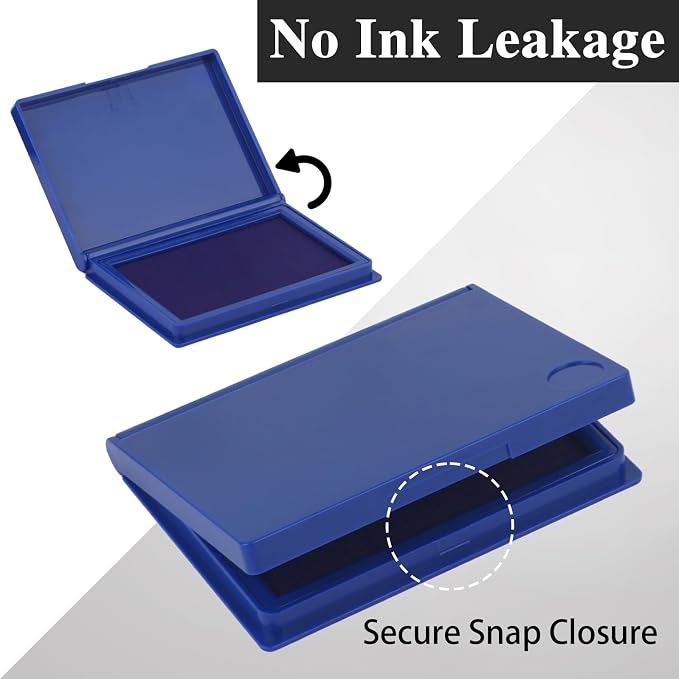 Blue Stamp Pad, 4 x 2.5 Inch Ink Pad for Stamps, All-Purpose Felt Pad | Quick-Dry & Reusable, Works with Rubber, Wooden, Metal Stamps, Large Premium Quality Stamp Ink Pad for Office and Crafting