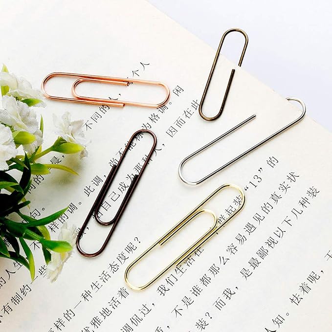 50 Pieces 50 mm Metal Paper Clips for Office School and Personal Use (Bronze)