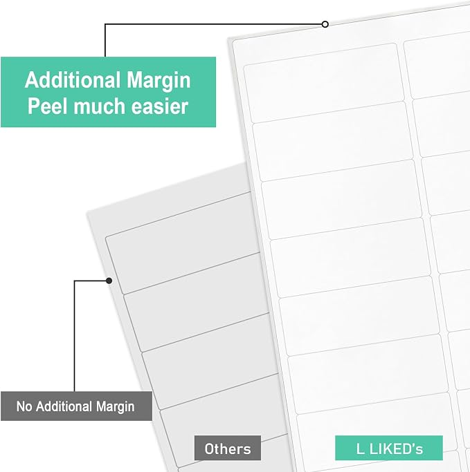 L LIKED Address Labels 1" x 2-5/8" 900 Count 30 per Sheet (30 Sheets) | Printable, blank, compatible with laser & inkjet printers, for address, mailing & barcode labels. Strong adhesive, easy peel