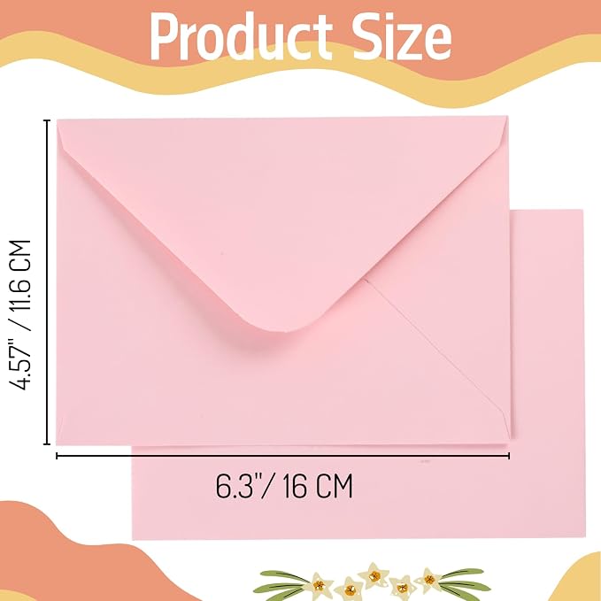 50 Pack 4x6 Envelopes Pink - Contour Flap A4 Envelope,120gsm Thick Paper Envelopes for Back to School,Weddings Invitation,Announcements,RSVP Cards,Photos,Postcards,Greeting Cards,Mailing