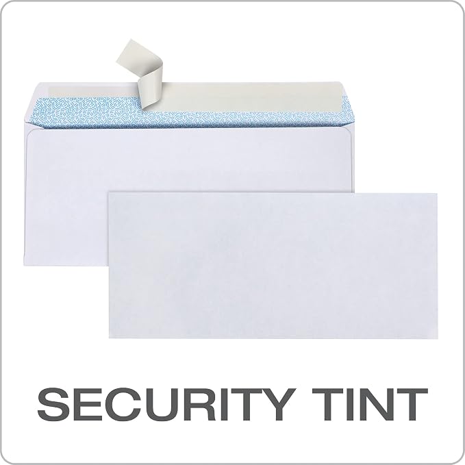 Columbian #10 Security Envelopes,Self Seal Envelopes for Home,School,and Business Mailings,No Window,4-1/8 x 9-1/2 Inches,Durable 24 lb White Paper,500 Count (Pack of 5)