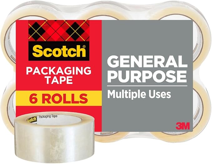 Scotch Shipping Packaging Tape, 1.88" x 109 yd, Great for Packing, Shipping & Moving, 6 Rolls (3350L-6)