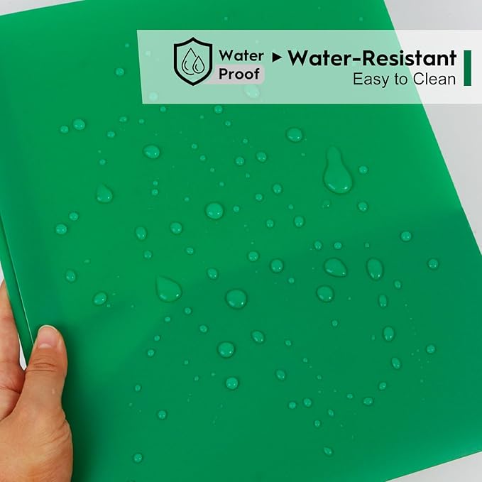 6-Pack Green Plastic Folders with Pockets and Prongs,2-Pocket Folders with 3 Fasteners, Holds US Letter Size Paper for School/Office/Home