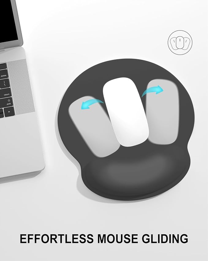 Auhoahsil Mouse Pad, Ergonomic Mouse Pad with Wrist Rest, Pain Relief Computer Gel Mouse Pad Wrist Support for Laptop, Mousepad with Non-Slip PU Base, Mouse Pads for Desk, Dark Gray