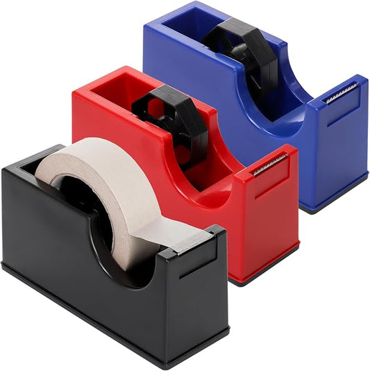 Suwimut 3 Pack Desktop Tape Dispenser Holder with 1 Inch Core and 3 Inch Core, Tape Roll Dispenser Desk Tape Dispenser with Weighted Non-Skid Base for Office Home School (Tape not Included)