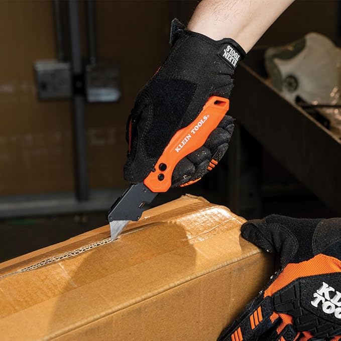 Klein Tools 44313 Folding FLICKBLADE Utility Knife with Side Release Button, Compact, Dual Locking Positions for Versatile Cutting Options, 2-Pack