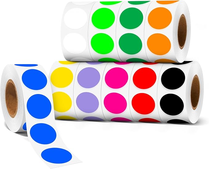 3/4 Inch Color Coding Label Stickers,5000PCS Circle Inventory Sticky Dots Sticker (10 Colors)
