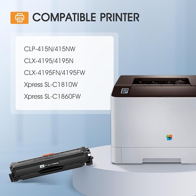 CLT-K504S CLT-504S Toner Cartridge for Samsung K504S C1860FW C1810W 4-Pack | Compatible for Samsung Xpress C1860FW C1810W SL-C1860FW SL-C1810W CLX-4195FW CLP-415NW Printer (Black Cyan Yellow Magenta)