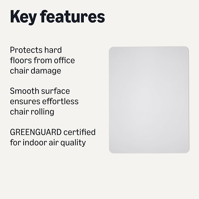 Amazon Basics Office Chair Mat for Hard Floors, 36" x 48", Clear