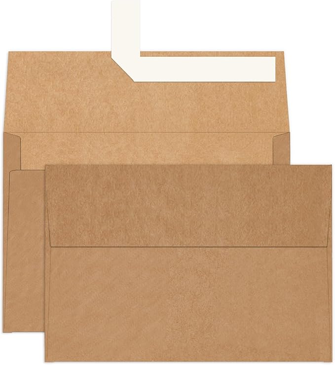 A4 Brown Kraft 4x6 Envelopes Self Seal 100 Pack, Goefun 4.25 x 6.25 Printable Greeting Card Envelopes for Card Making, Photos, Invitations, Weddings, Graduation, Baby Shower, 120 GSM
