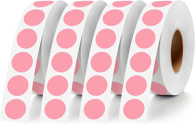 4 Rolls 4000 Dot Stickers 1/2 Inch Round Color Coding Label(Pink) | Circle Stickers 0.5 Inch Colorful Coding Label Sticker for Office,Student,Classroom