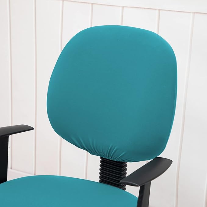 MIFXIN Stretch Computer Office Chair Cover 2 Piece Elastic Slipcovers Stretchy Washable Chair Furniture Protector for Rotating Computer Chairs, Only Covers, NO Chair (Bright Blue)
