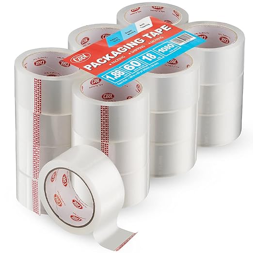 Simply Cool Packing Tape 18 Rolls, Clear Heavy Duty Shipping & Packaging Tape for Boxes, Moving, Mailing & Storage – Strong, 1.88” Wide x 60 Yards Per Roll, 1080 Yards Total
