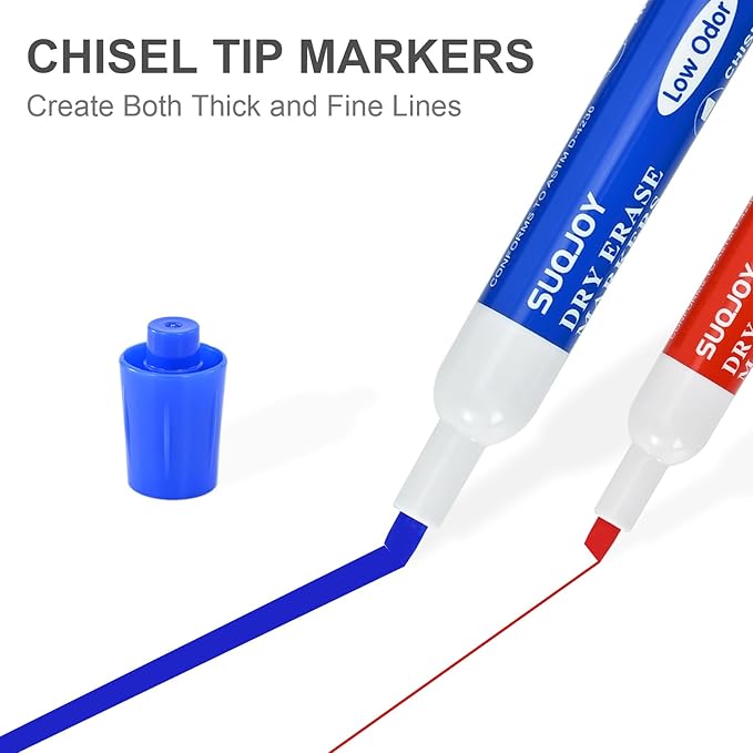 Dry Erase Markers, Chisel Tip Whiteboard Marker, Low Odor Thick Dry Markers, 36 Bulk 4 Assorted Color Markers for office