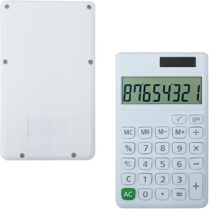 Basic Standard Calculators Small Digital Desktop Calculator with 8-Digit LCD Display, Battery Solar Power Smart Calculator Children's School Adult Office Family Standard Functions (8 Bit White)