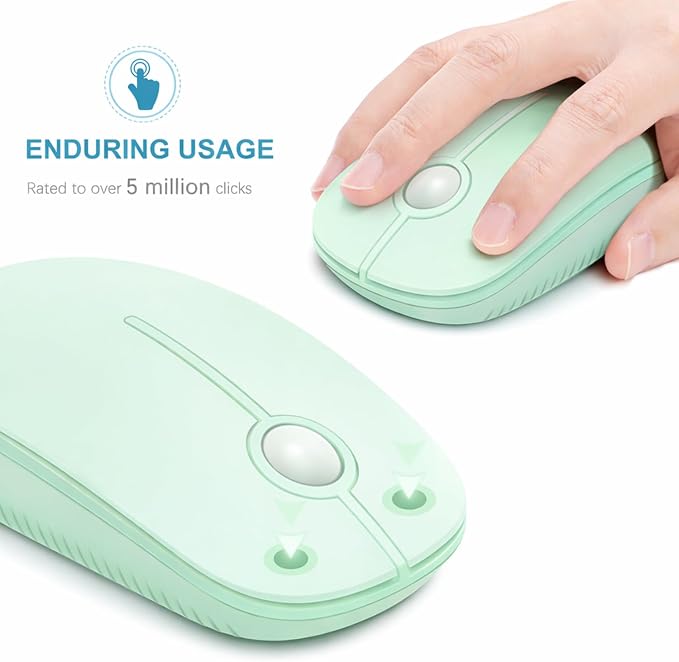 VssoPlor Wireless Mouse, 2.4G Slim Computer Laptop Mouse, Light Green | Portable Mouse, Plug & Play USB Nano Receiver, Quiet Silent Optical Mice for Notebook, PC, Laptop, Computer, Windows, Mac