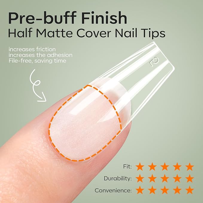 modelonesn X Nail Gel Kit Kit Medium Coffin, 9-in-One Nail Glue with Portable U V Lamp 216Pcs 12Sizes Pre-Etched Press ons Fake Acrylic Extension Kit DIY Salon Gift for Women